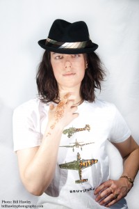woman's tshirt and hat